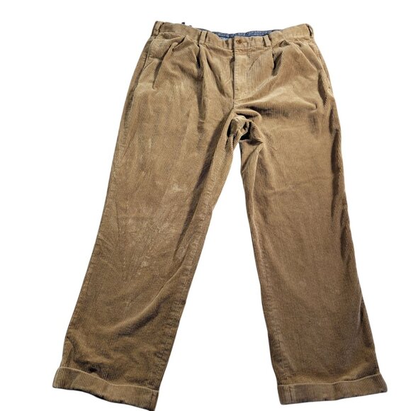 Brooks Brothers Corduroy Pants Mens 40x30 Brown Straight Pleated Preppy - Picture 1 of 7